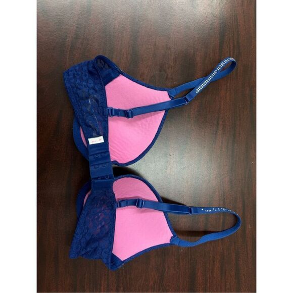 PINK Victoria’s Secret Wear Everywhere Push-Up Bra with Rhinestone Straps 32B - Picture 4 of 10